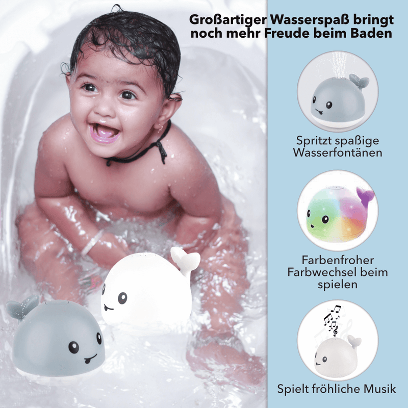 Waliee - Fröhliches Wal Wasserspielzeug mit Wasserfontäne & Musik