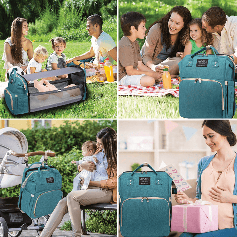 CutieeBag 2.0 - Raffinierte 3 in 1 Wickeltasche mit Kinderbett